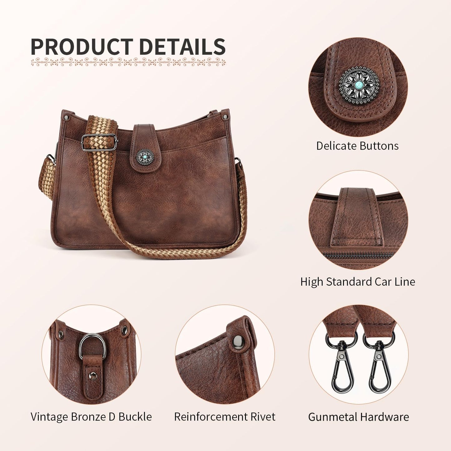 APHISON Crossbody Bags For Women Trendy, Vegan Leather Hobo Handbags Crossbody Purses Shoulder Bucket Bag with 2 Strap Coffee