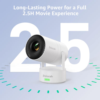 Polocsh Mini Projector, Rechargeable Portable Outdoor Smart Projector with 4K Support, Auto Keystone, Android 11 Small Projector with WiFi and Bluetooth, Electric Focus Home Theater for iphone