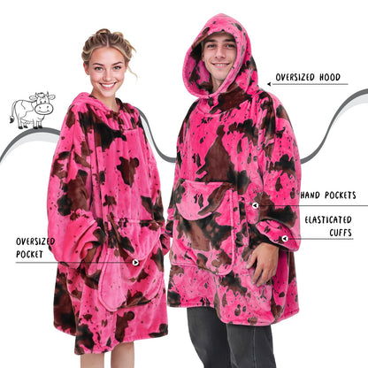 KIVEE Wearable Blanket Hoodie for Women, Oversized Fleece Sweatshirt Blanket with Hood Pocket, Gifts for Women Mom Girlfriend Christmas, Pink Wife Birthday Gifts Ideas