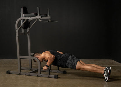 XMARK Captain's Chair with Dip Stand and Push Up Station, Commercial Vertical Knee Raise, Dip Station and Pushup Stand (Black)