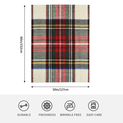 HGOD DESIGNS Scottish Tartan Red and White Wool Plaid Pattern Flannel Fleece Bed Blanket Throw Blanket Lightweight Cozy Plush Blanket for Bedroom Living Rooms Sofa Couch 50"x60"