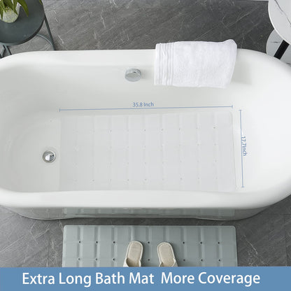 Webos Foldable Silicone Bathtub Mat: Jumbo Size Heavy Duty Safety Bath Mat for Tub Without Suction Cups Non Slip Bath & Shower Mat for Textured, Reglazed, Refinished Tub (White, 35.8 x 17.7)