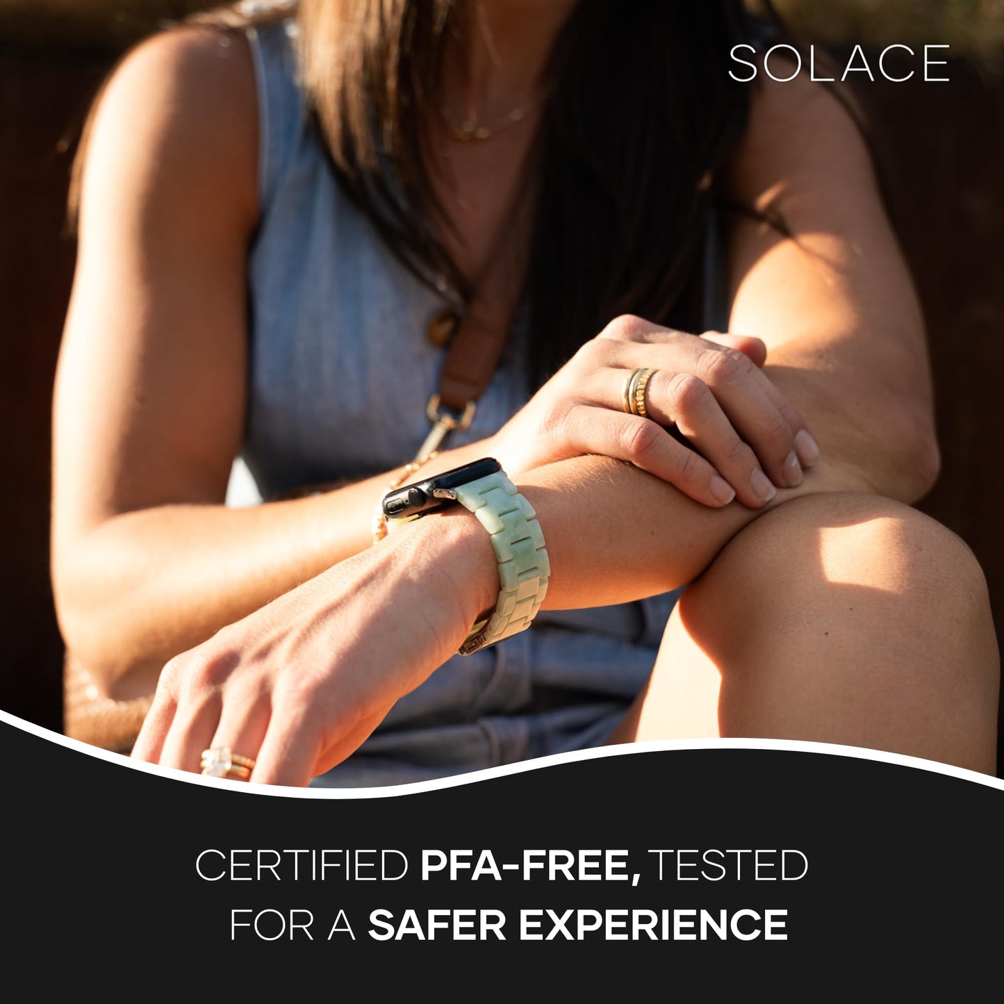 Solace Bands Lightweight Perma Watch Band - Universal Fit for Apple Watch Bands for Women & Men, iWatch Bands for 38mm 40mm 41mm 42mm 44mm 45mm 49mm Ultra, SE, Series 11 10 9 8 7 6 5-1 (Matte Solid)