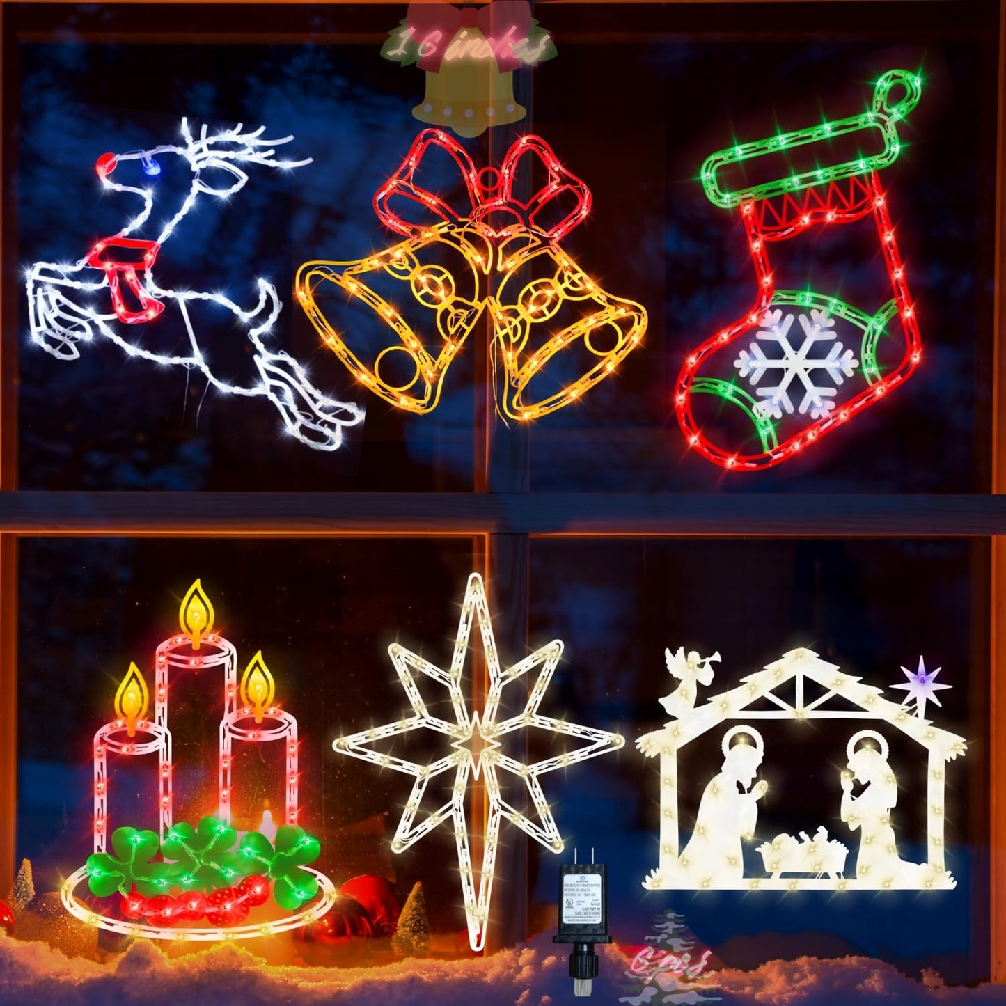 Pytopkto 16" Christmas Window Silhouette Lights Decorations