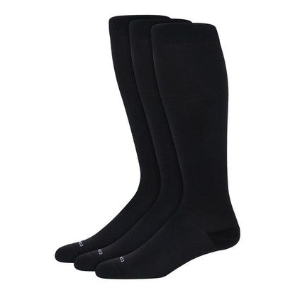 Comrad 3-Pack Knee-High Compression Socks for Multipurpose Wear (Solid Black, Extra Large) - Premium Nylon Support Socks are Thin & Breathable for Pregnancy, Nurses, & Athletes - Men & Women
