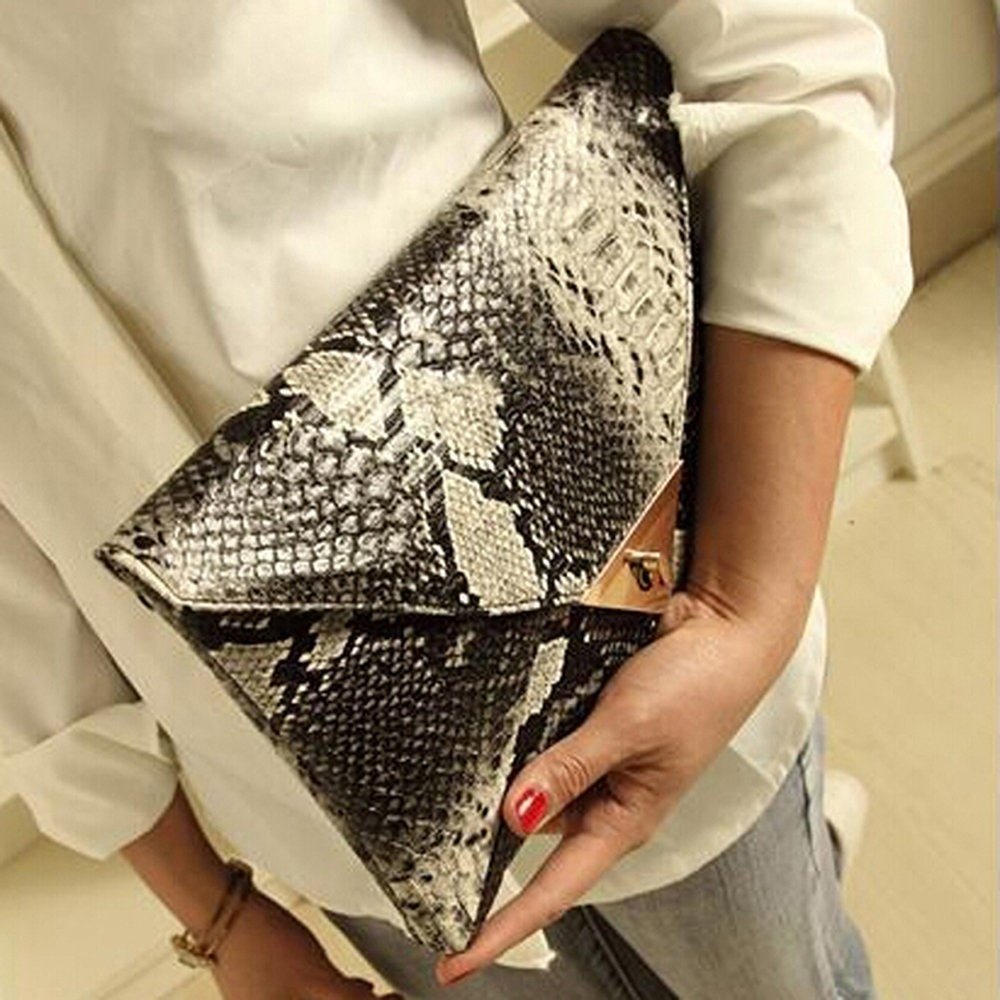 HYLong Women's Fashion Retro Snake Skin Envelope Bag Clutch Purse Evening Bag 1