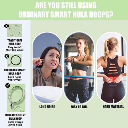 Leann L!fe U5-16 Knots with Counter, U5 Silent Smart Weighted Hula Hoop for Adults Weight Loss Infinity Hoop Plus Size, Home Outdoors Fitness Exercise, Abdominal Toner, (Green-Waist 28"~46")