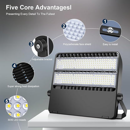 LED Stadium Lights, Extremely Bright 36000 Lumen Outdoor Stadium Flood Light, IP65 Waterproof 240W Commercial Exterior Arena Lighting with 5000K Wide Angle and Heavy Duty