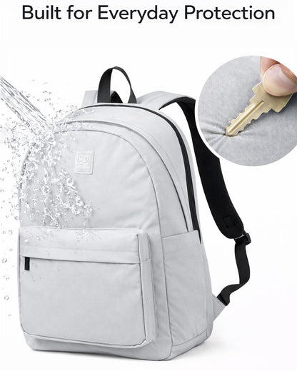 Hanke Travel Backpack for Women Men, 15.6 Inch Laptop College Backpack, Lightweight Small Computer Bookbag, Water-Resistant Casual Daypack, Grey