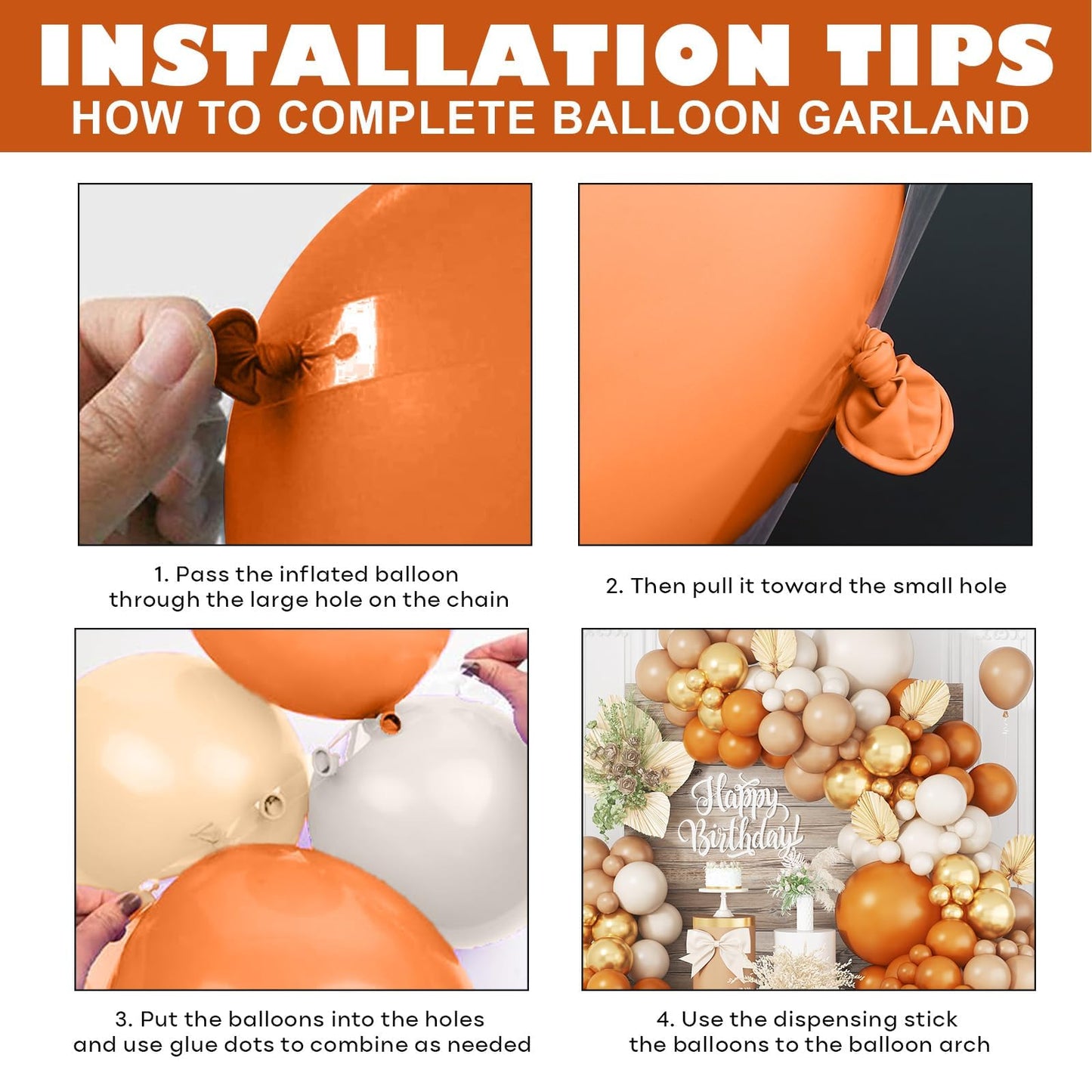 Fall Balloon Arch Kit, 108 Pcs Burnt Orange Balloons Garland Kit with Terracotta Ivory White Apricot Latex Balloon Metallic Gold for Kids Boho Baby Shower Birthday Wedding Celebration Party Decoration