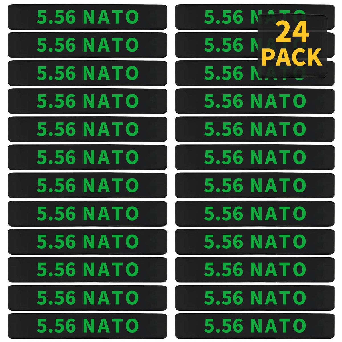 24 Pack Miaozhun 5.56 NATO Magazine Marking Bands 5.56 Magazine Caliber Identification (Black - Green)