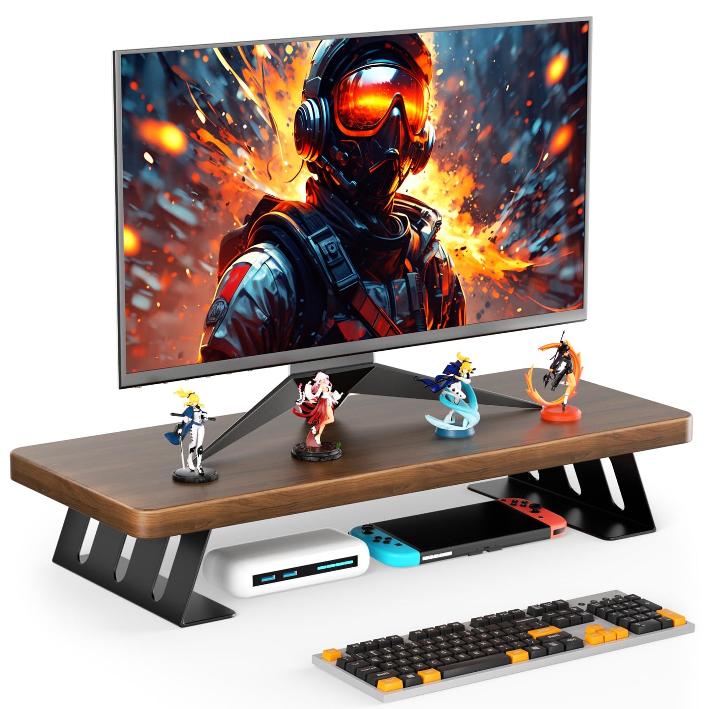 NestNeat Monitor Stand - 24 Inch Wood Monitor Stand Riser, 220 Pounds Load Capacity Desk Monitor Riser for Laptop/PC/Printer, Desktop Stands Organizer for Home Office