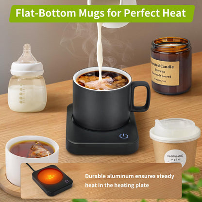 VOBAGA Mug Warmer Set, Coffee Warmer for Desk with 11oz Ceramic Mug, Auto Shut Off & 3-Temp Settings, Smart Coffee Cup Warmer, Home Office Essentials Coffee Set