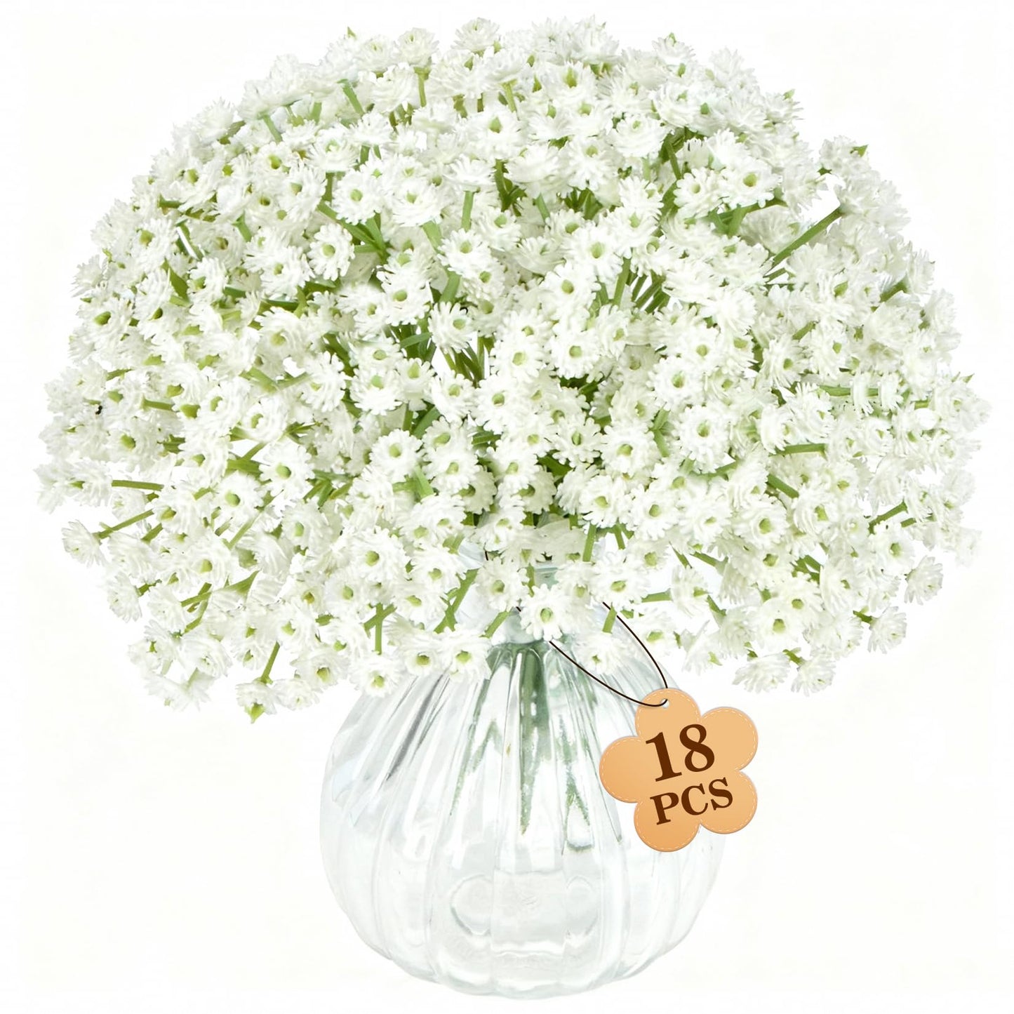 MAQIHAN 18 Baby Breath Artificial Flowers - 7.6" Babies Breath Flowers Artificial Faux Flowers Bouquet White Fores Greenery Real Touch Fake Flowers Arrangements Wedding Centerpieces Tables Decorations