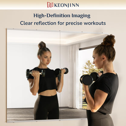 Keonjinn Home Gym Mirror, 72" x 30" Workout Mirrors for Home Gym, Frameless Tempered Glass, Full Body Wall Mirrors for Fitness Exercise, Yoga Room, Dance Studio, Garage