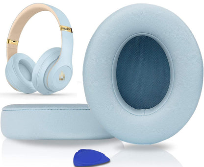 SoloWIT Replacement Ear Pads Cushions for Beats Studio 2 & Studio 3 Wired & Wireless Headphones, Earpads with Soft Protein Leather, Noise Isolation Memory Foam, Added Thickness - Crystal Blue
