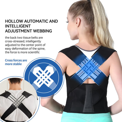 VOKOKOYA Posture Corrector for Women and Men,Adjustable Shoulder Straightener,Back Support Brace,Upper Spine scoliosis, hunchback Black Medium