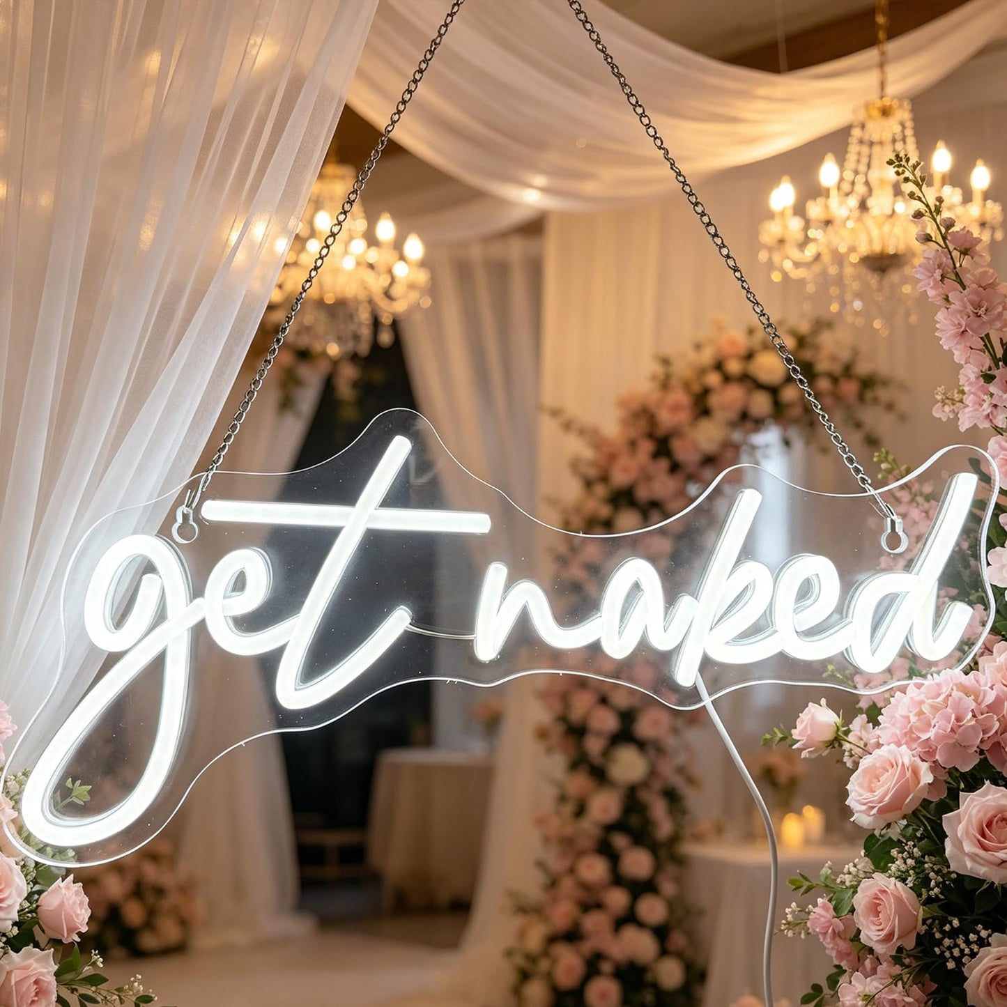 QiaoFei Led Get Naked Neon Sign Letters USB Powered Neon Lights for Room Home Bar Art Wall Decor Party Window Living Room Decor Christmas Gift (White)