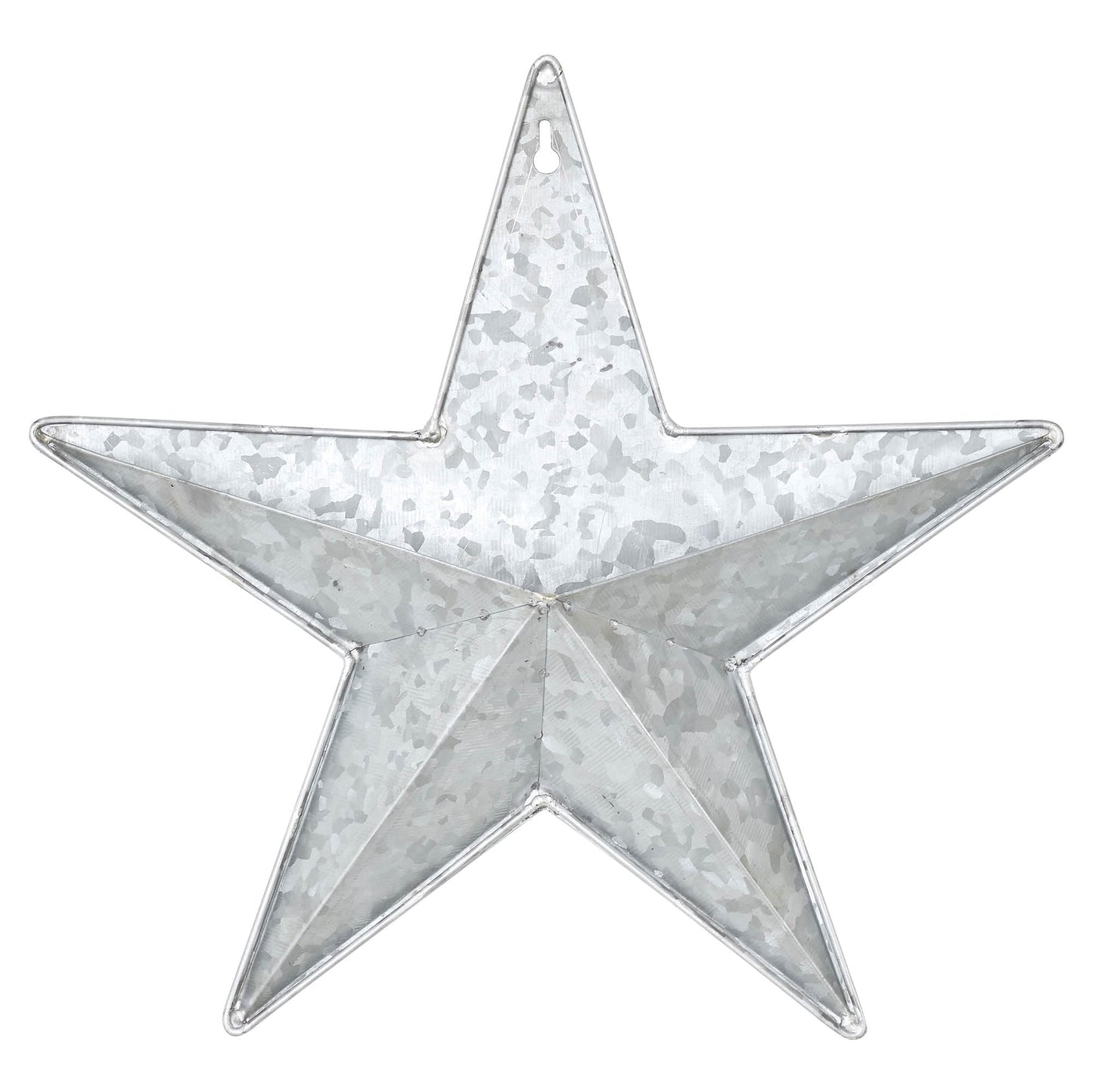 VHC Brands Patriotic Faceted Metal Star Galvanized Wall Hanging w/Pocket 12x12, Independence Day Decor, American Star with display pocket, Distressed Appearance Wall Hanging, Grey