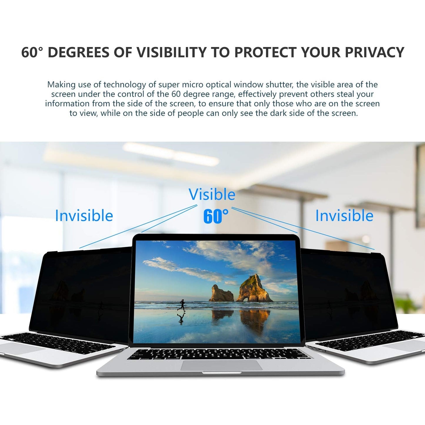 J J-Dream Hanging 15.6 Inch Laptop Privacy Screen Blue Light Screen Protector Anti Glare Anti-Scratch Laptop Privacy Screen Shield 15.6 Inch 16:9 Aspect Ratio