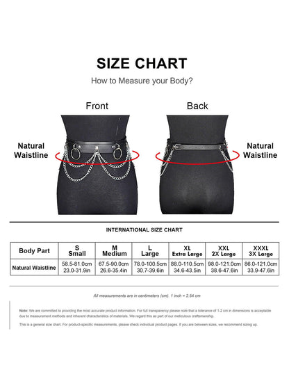WARANDOD Goth Chain Belt - Black PU Leather Harness Belt for Women, Emo Punk Grunge Gothic Waist Belt with Chains, Rave Accessories for Alternative Fashion (Fit Waist 34.84-43.5in)