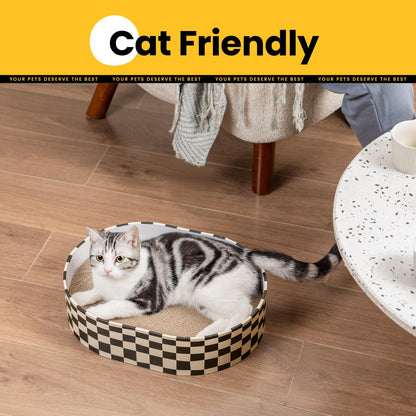 Conlun Cat Scratcher Box with 4 Cat Scratching Board Reversible Scratch Pad, Heavy Duty Corrugated Cardboard Pet Bed Lounger Kitty Scratchers for Indoor, Protects Furniture,Kittens Gifts-Large