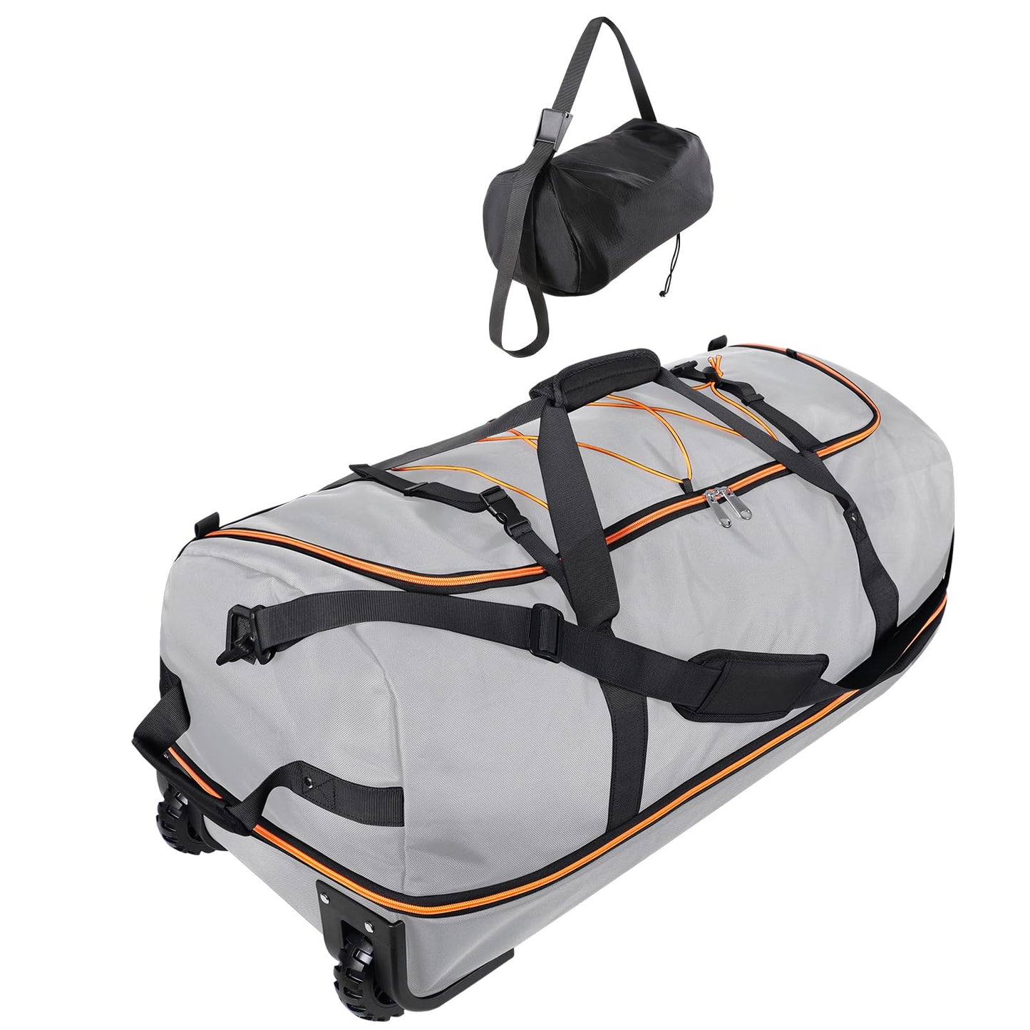 Morthanabag 32” 1680D Oxford Foldable Duffle Bag with 2 Wheels,110L to 140L Expandable Soft Sided Rolling Travel Bag,Grey
