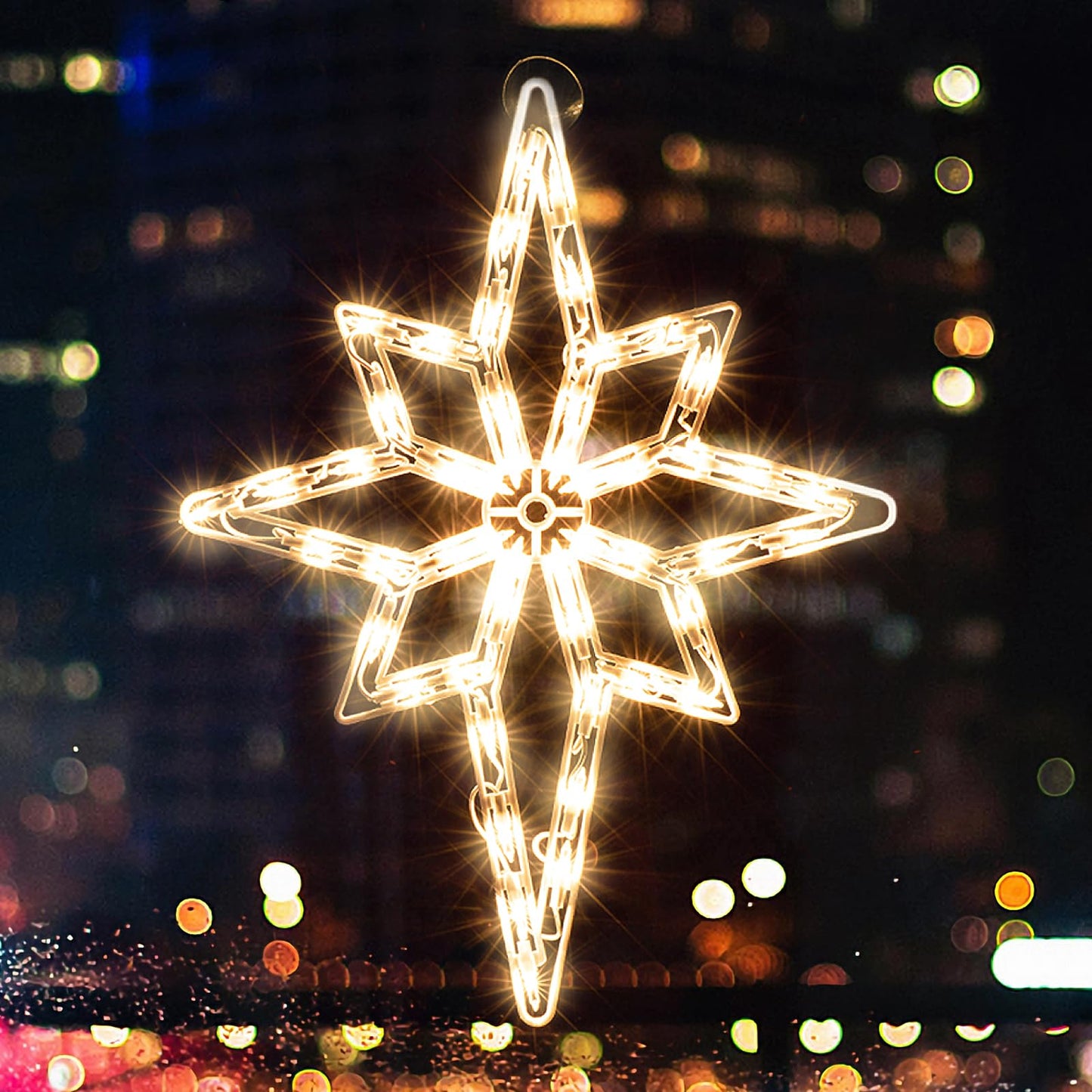 LAMPHOME 19Inch Bethlehem Star Light,Christmas Polaris Decoration Lights,Christmas Window Silhouette Lights,Double Side Sign Lamp Decoration for Holiday Indoor Wall Door Glass Decorations