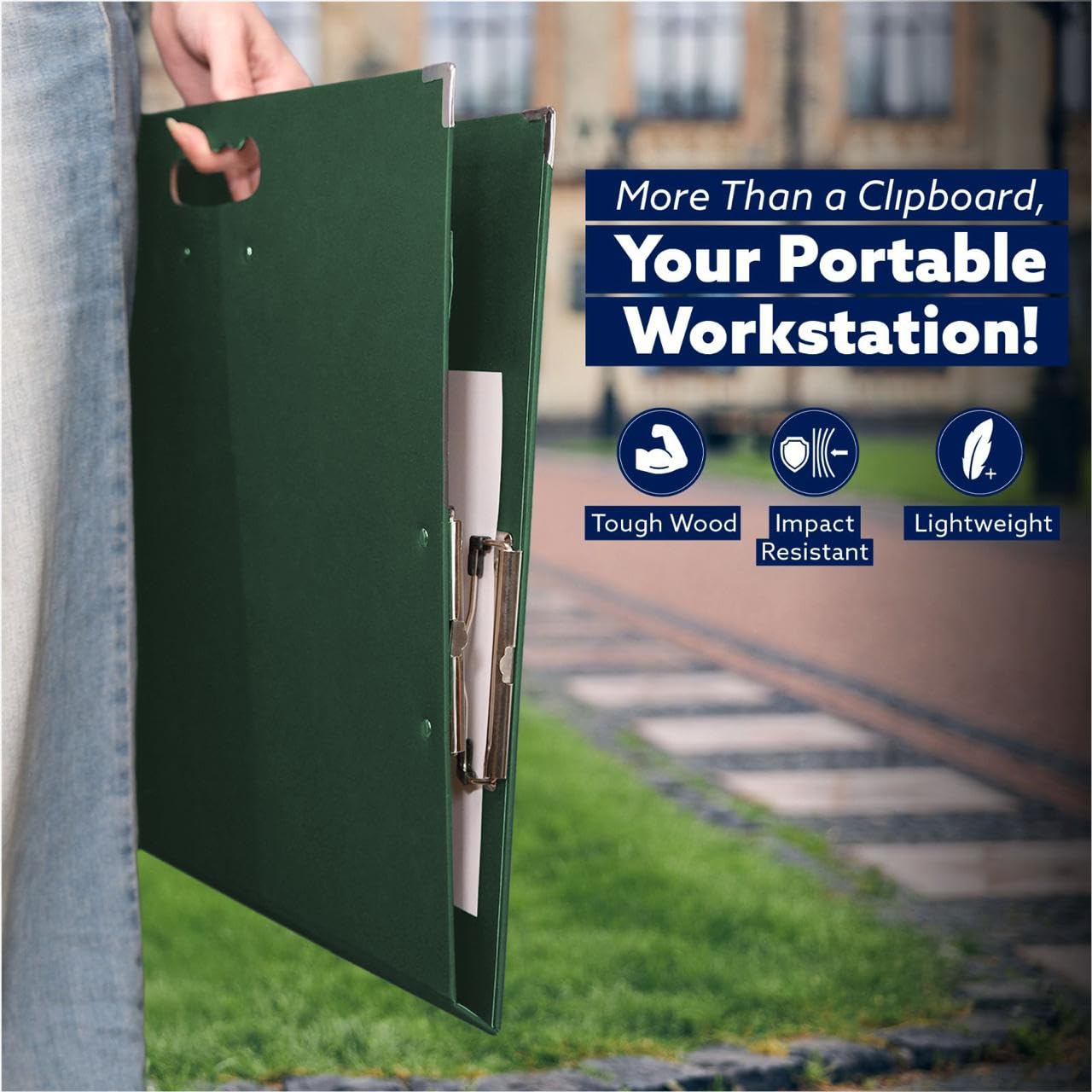 18x24 Clipboard - Foldable 18x24 File Folder & Drawing Board - Folds to 11x17 Clipboard, 4 Clips, Corner Protectors, Portable Art Portfolio, Architecture Folder, 11x17 Binder, Portfolio Binder (Green)