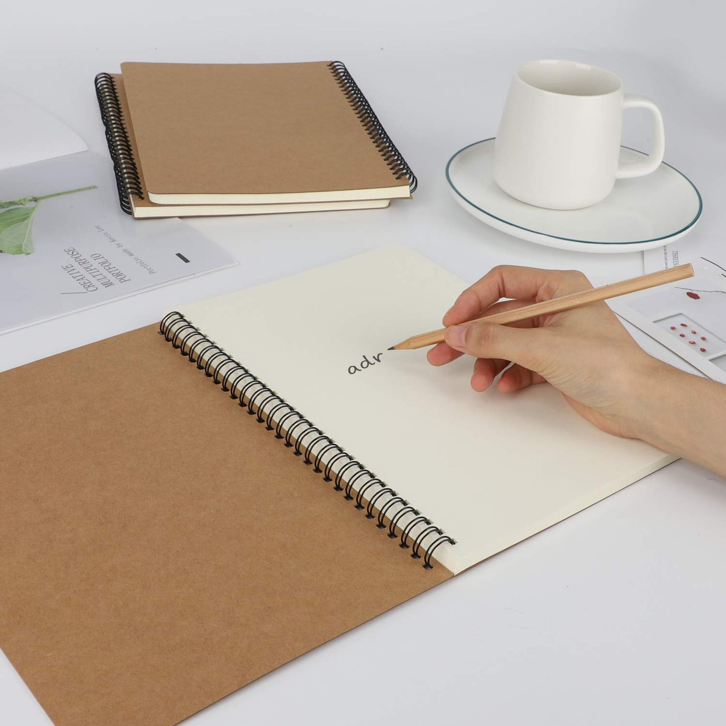 EUSOAR Spiral Blank Notebooks, B5 3 packs 7.3"x10.2" Unlined Travel Writing Notebooks Journal, Memo Notepad Sketchbook, Students College Office Business Subject Diary Spiral Book Journal-Kraft Cover
