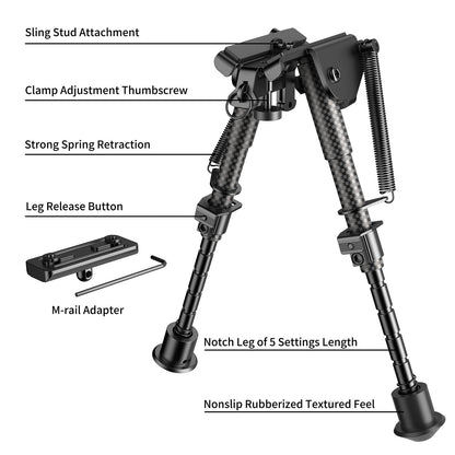 Theopot 6-9 Inches Bipod with Adapter for M-Rail for Hunting