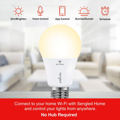 Sengled Smart Light Bulbs, Retro WiFi Light Bulbs, Vintage Filament Led light Bulbs, Smart Edison Bulbs That Work with Alexa & Google, ST19 Led Bulb 60 Watt Equivalent, 2000K E26 No Hub Required,4Pack