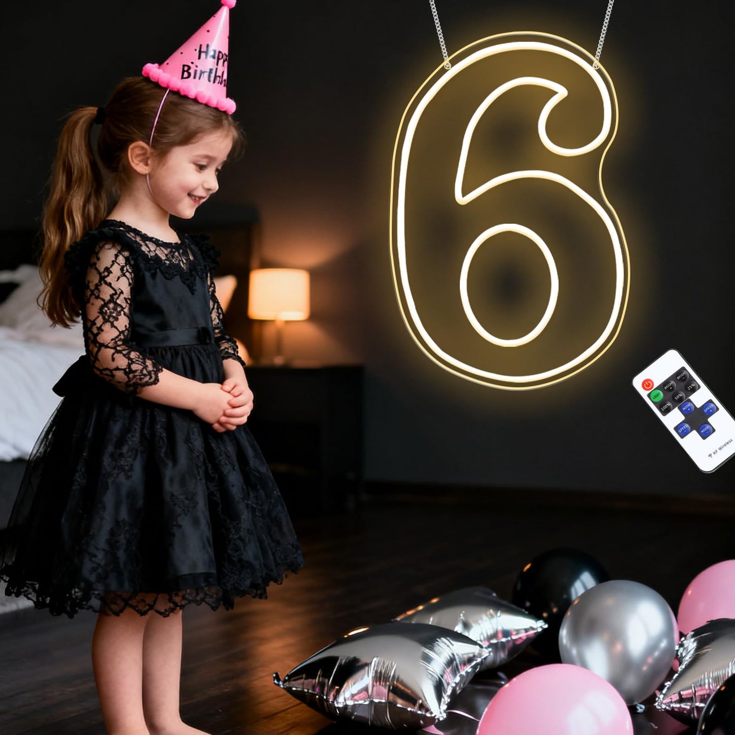 RUMONZS LED Acrylic Light up Number, Decorative Transparent Light up Letters USB Powered Big Number Sign Light for Birthday, Night Light, Party, Anniversary, Christmas, Home Decor, Wedding 12'' (number6)