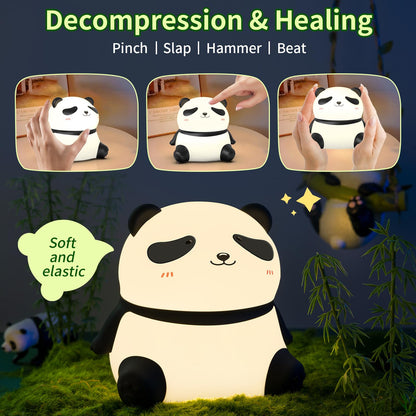 Panda Night Ligt, Night Light for Kids, LED Cute Toddler Night Light for Kids Room, 3 Level Dimmable Nursery Nightlights for Breastfeeding, Silicone Animal Night Lamp for Bedroom, Kawaii Room Decor