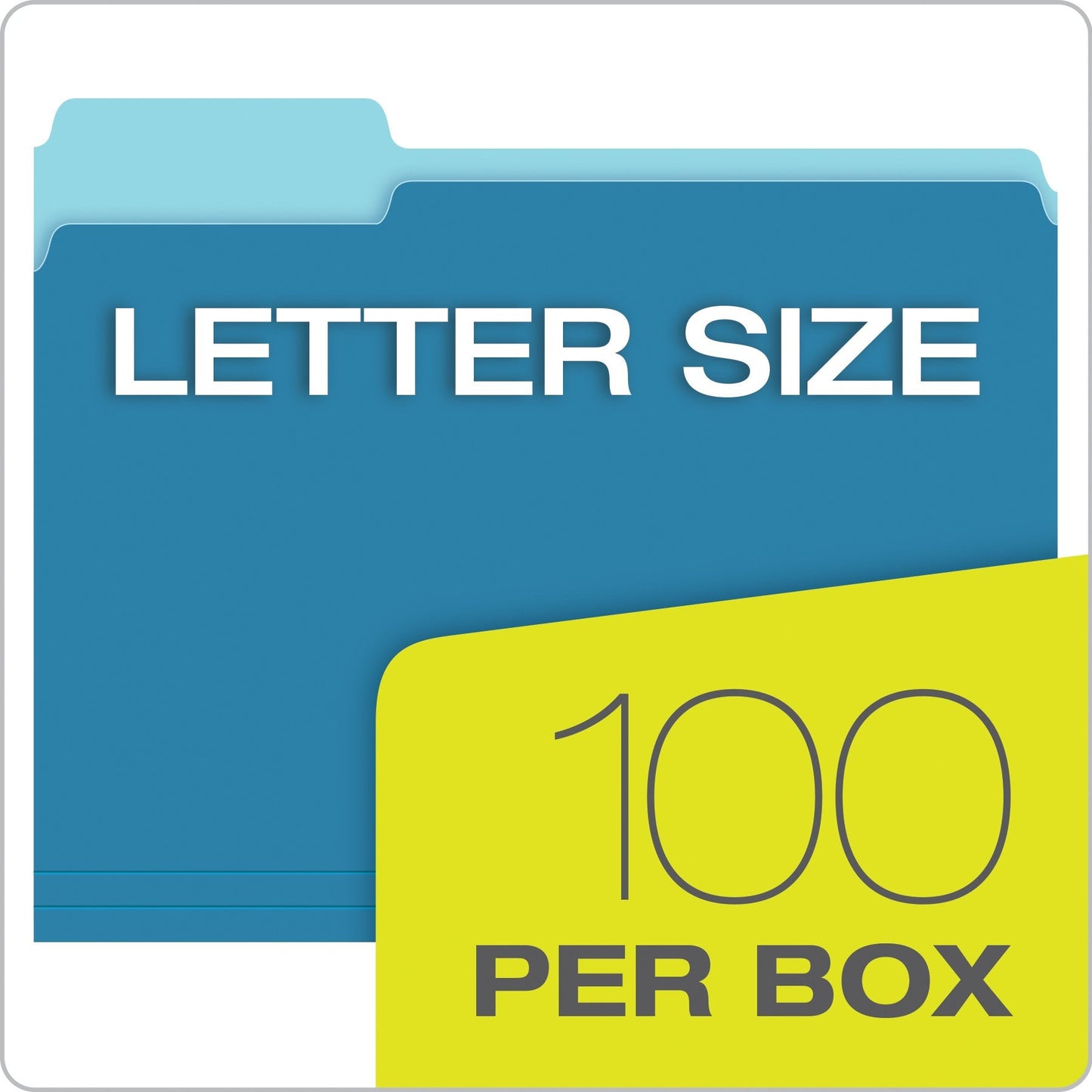 Pendaflex Two-Tone Color File Folders, Letter Size, Blue, 1/3 Cut, 100 per box (152 1/3 BLU), 12 inches