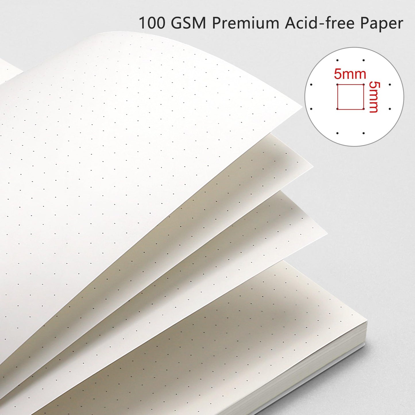 RETTACY Dotted Journal Notebook, 3-Pack, 160 Pages per Pack, A5 Medium Size (5.7'' × 8.3''), 100 GSM Thick Paper, Spiral-bound, Flexible Plastic Cover, for Journaling, Planning, Tracking