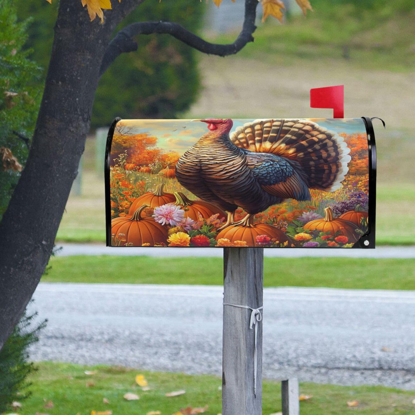 ALAZA Thanksgiving Turkey Pumpkin Field Magnetic Mailbox Cover MailWraps Garden Yard Home Decor for Outside Standard Size-18"x 20.8"