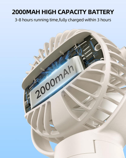 KIDEE Portable Stroller Fan, Mini Baby Fans Battery Operated, LED Display with 3 Speeds, Small Clip on Fan Desk Fans USB Rechargeable, Personal Handheld fans Fan for Travel Outdoor, Children Gifts