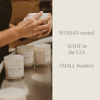 Sweet Water Decor Merry and Bright Soy Christmas Candle - Bayberry, Clove, Nutmeg, and Cedar Scented Holiday Candles for Home - 11oz White Jar + Wood Lid, 50+ Hour Burn Time, Made in The USA