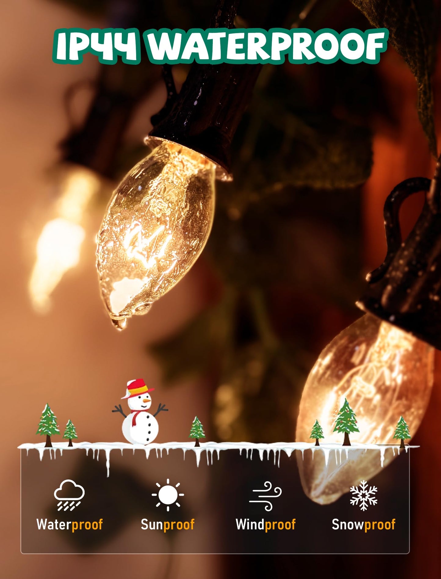 50 Pack C7 Warm White Incandescent Light Bulbs, C7 Clear Replacement Bulbs for Outdoor Patio String Lights, 5 Watt Night Lights for Valentine's Day Christmas Holiday Wedding, E12 Candelabra Base