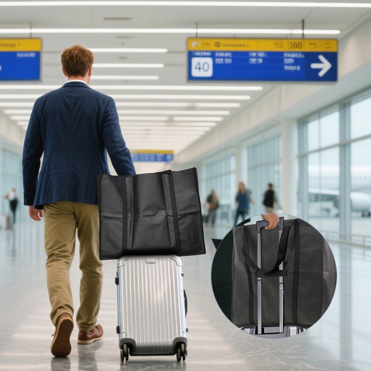 Business Travel Garment Bag, Suit Bags for Men for Sales Professional, Foldable Suit Carrier with Shoe Compartment, Clear Window, Handle, Zipper, Wrinkle Free Suit Bag for Flights, Office, Hotels