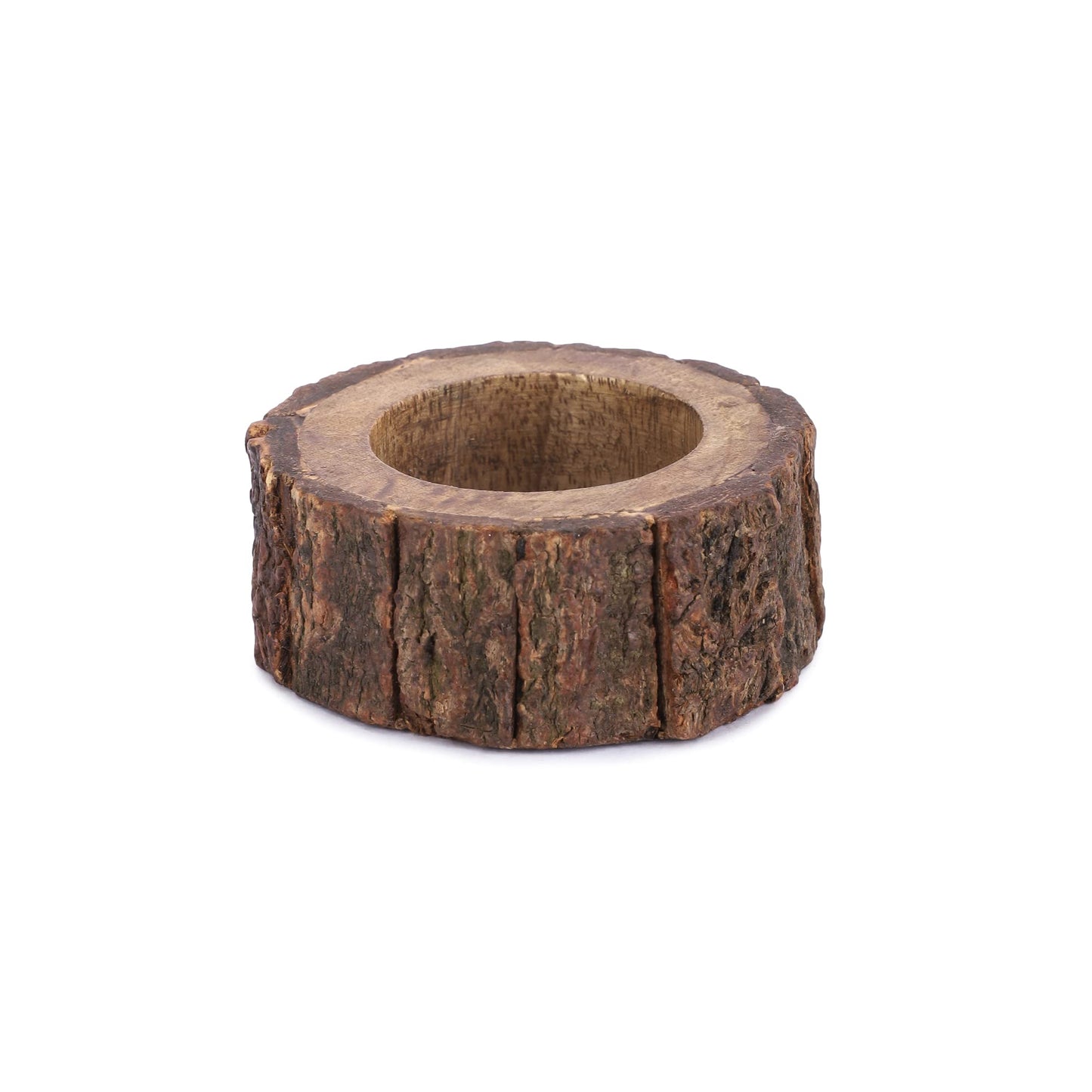 Ajuny Napkin Rings Wooden Set of 12 Handmade 1.5 Inch Decorative Round Shaped Holders with Bark Edge Natural Design for Table Dining Parties Special Occasions Kitchen & Home Decor Gift