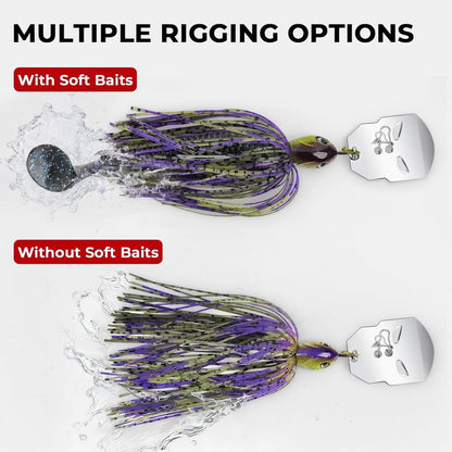 MadBite Bladed Jig Fishing Lures - Multi-Color Kits with Vibrating Action & Sharp Hooks | 3/8 oz & 1/2 oz Sizes, Includes Storage Box