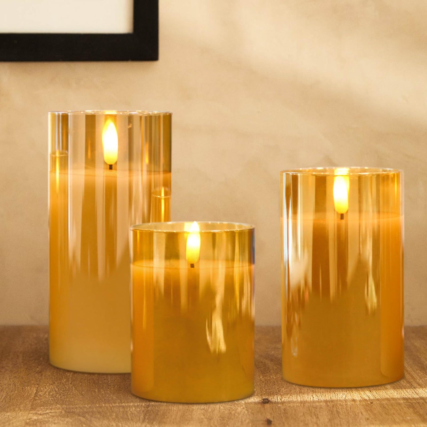 KunSwenn Rechargeable Candles with Remote, Rechargeable Flameless Candles with Timer, LED Battery Operated Candle with 3D Wick and Charging Cable for Halloween Christmas Decor(Gold)