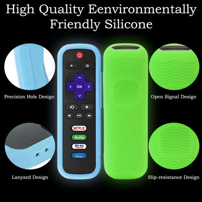 Silicone Protective Controller Cover fits for Roku TV Voice Remote | Element Roku | Westinghouse Roku TV Controller Cover,Glow in The Dark