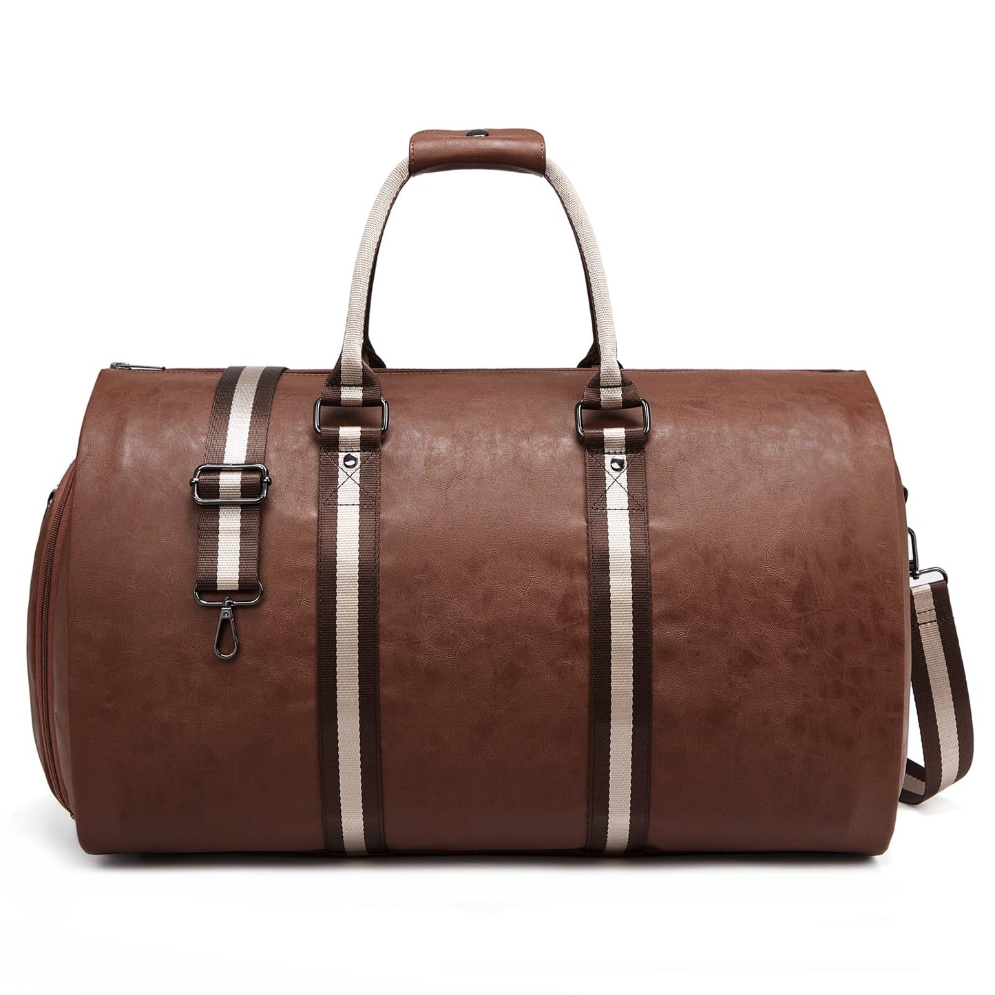 Leather Garment Bags for Travel, Convertible Carry on Garment Duffel Bag for Men, 2 in 1 Waterproof Foldable Travel Suit Bag with Shoulder Strap Weekender Bag with Shoe Pouch
