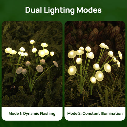 Rieyue Solar Garden Lights, 2-Pack Dual Mode LED Solar Mushroom Lights, Waterproof Firefly Outdoor Decor for Yard, Patio, and Pathway – Warm White Jellyfish Ambiance