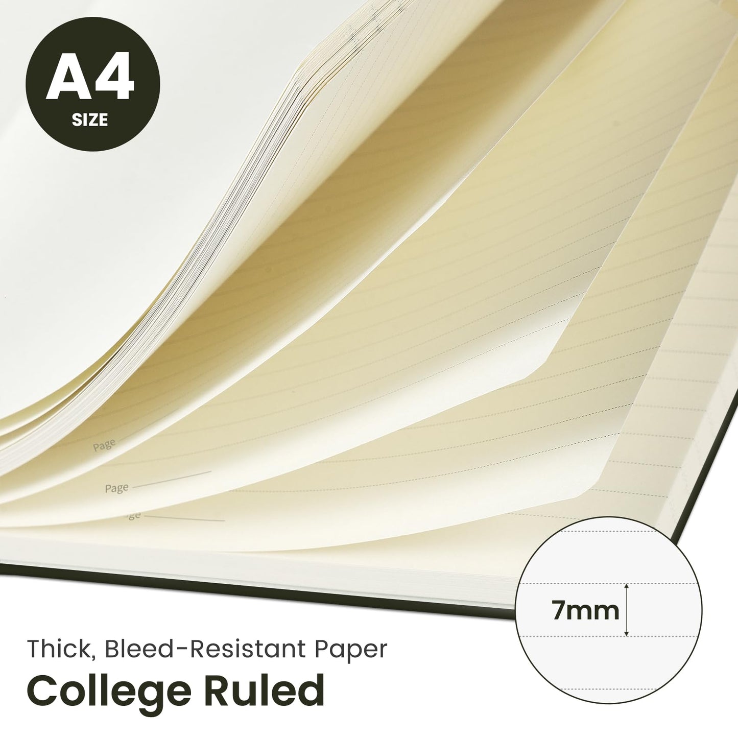 Taja Spiral Lined Notebook, 8.5"x11" Notebooks for Work, Large A4 Journal for Women & Men, College Ruled Journaling Notebook for Writing, Plastic Cover Spiral Journal, Olive