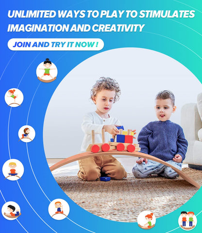 Wooden Balance Board Kids, 37" Natural Wobble Board Wooden Toys for Toddlers Kids & Adults, Birthday Gifts for 2 3 4 5 6 7 8 Year Old Boys Girls, Open Ended Montessori Waldorf Learning Toy