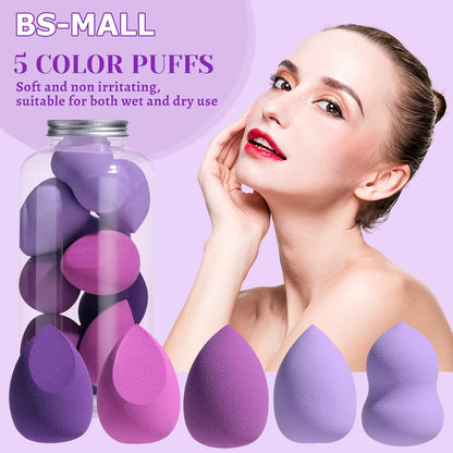 Makeup Sponges BS-MALL 10 Pcs blender sponge for Liquid, Cream, and Powder, Multi-colored Makeup Sponges Purple